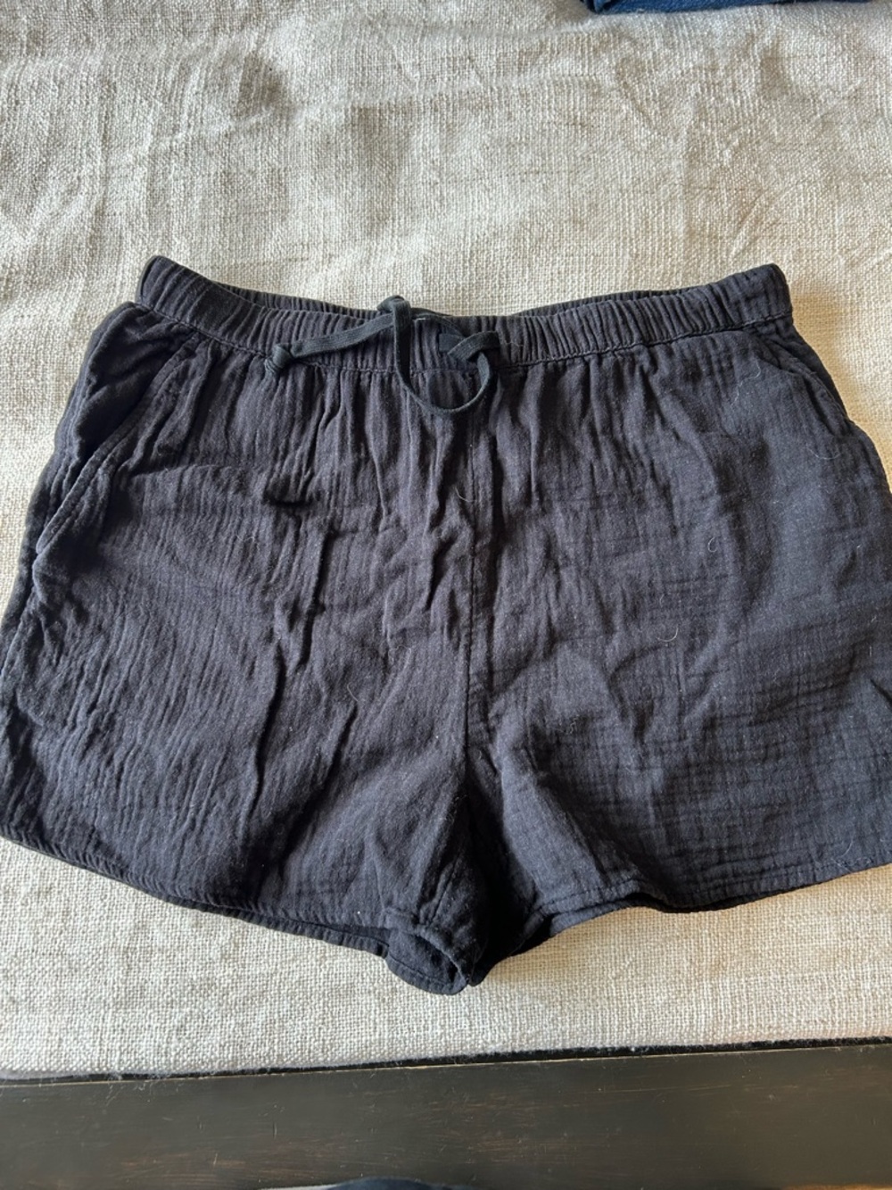 Wilfred Black Drawstring Cotton-Blend Athletic Shorts Organic Cotton